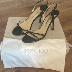 Jimmy Choo Glossy Black Strappy Heels